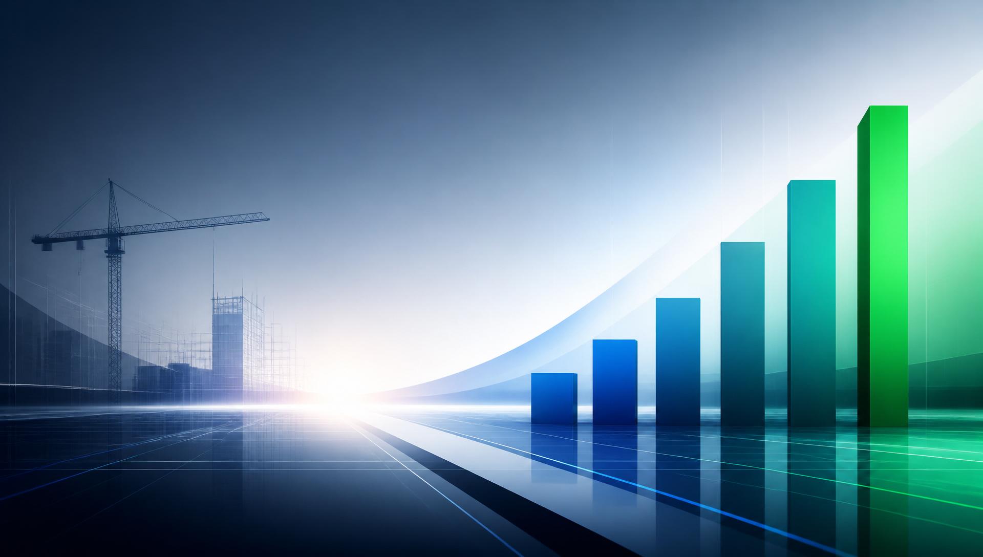 Business growth concept with construction and financial charts